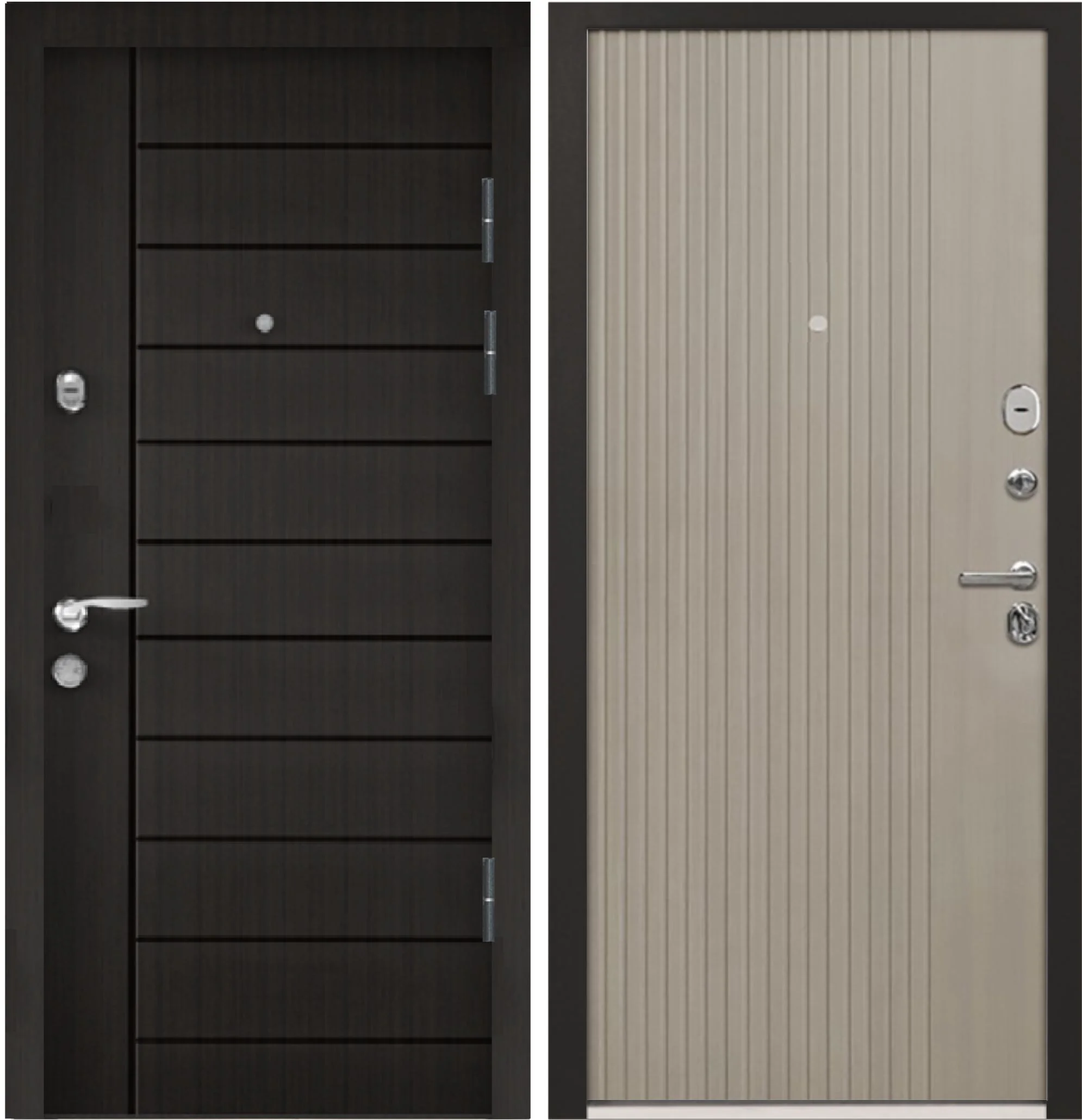 Входная дверь ДМ4 PP рис №03 Лайн венге / Вертикаль Грей софт