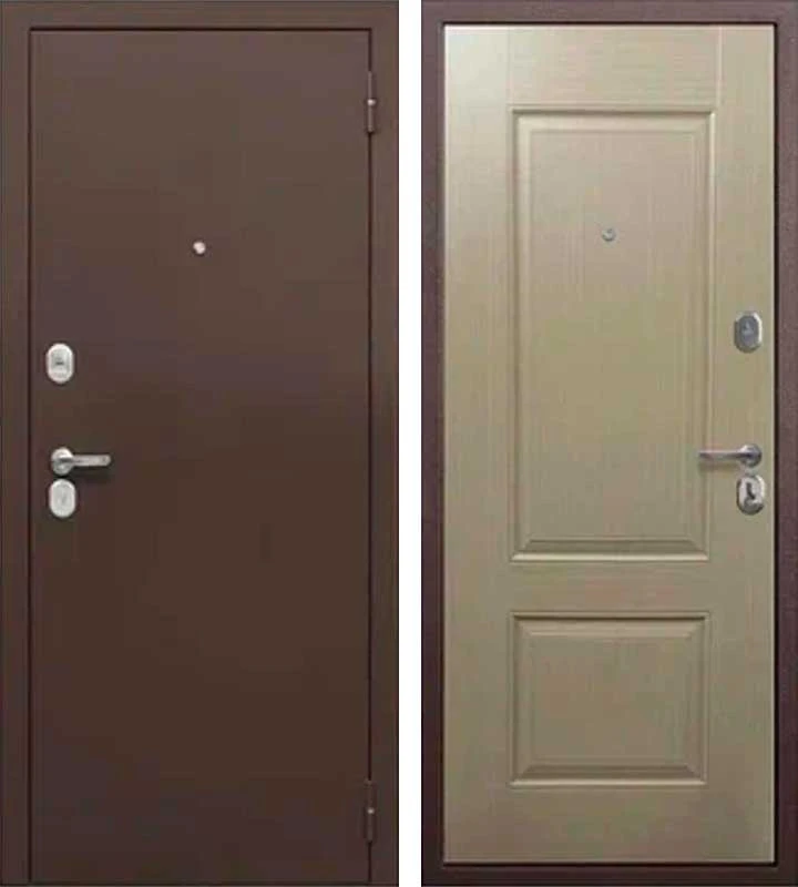 Входная дверь Тайга 7 см Антик медь / Бежевый клен