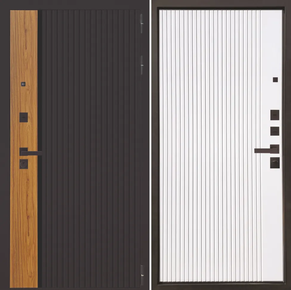 Входная дверь ДМ URBAN "Дуэт" Черная шагрень-Орех / Бьянко