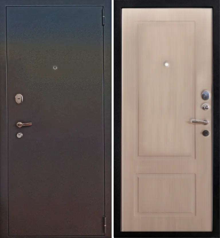 Входная дверь ДМ URBAN "3К Классика" Серебро на черном / Дуб беленый