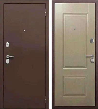 Входная дверь Тайга 7 см Антик медь / Бежевый клен